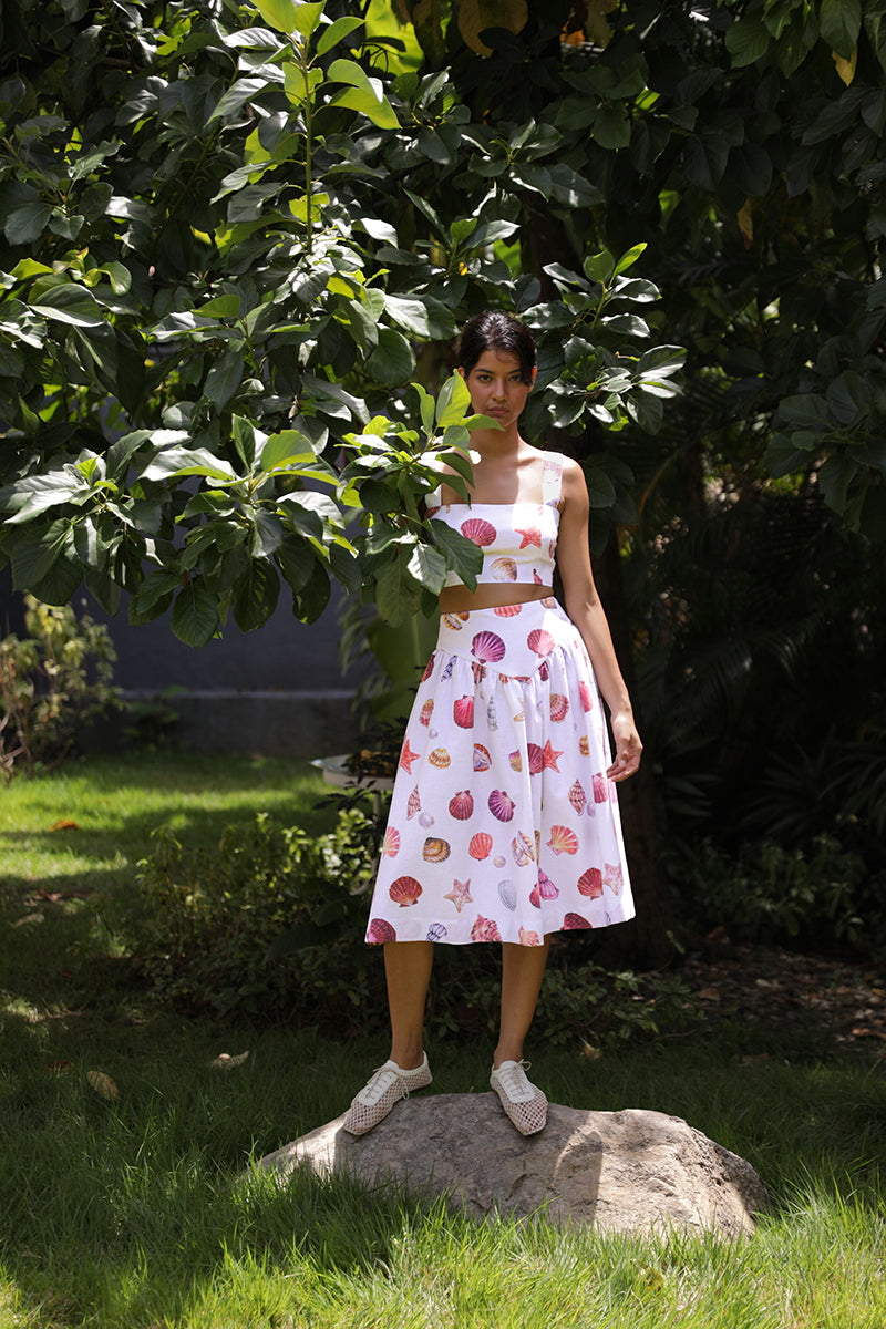 SOTAVENTO TOP IN CONCHITAS IN WHITE PRINT