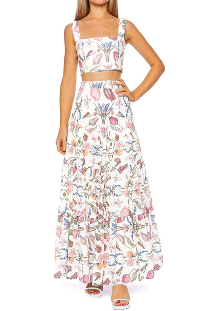 SOTAVENTO TOP IN TULIPAN WHITE PRINT