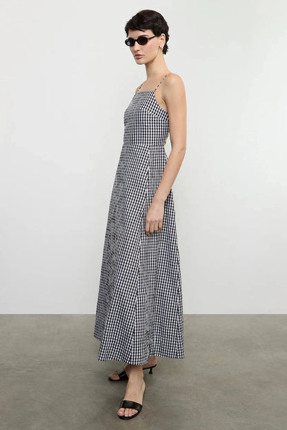 Textured Gingham Dress In Japanese Cotton