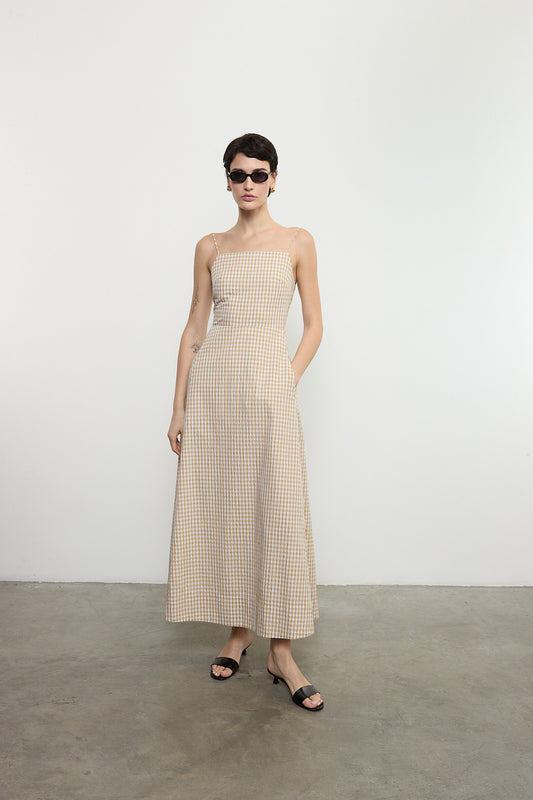 Textured Gingham Dress In Japanese Cotton