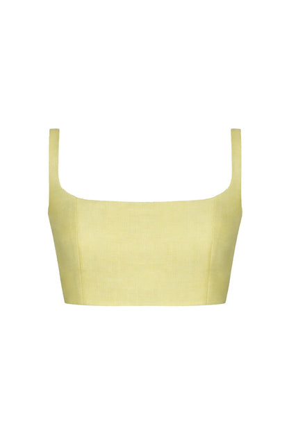 TOLEDO LINEN TOP IN SOFT YELLOW
