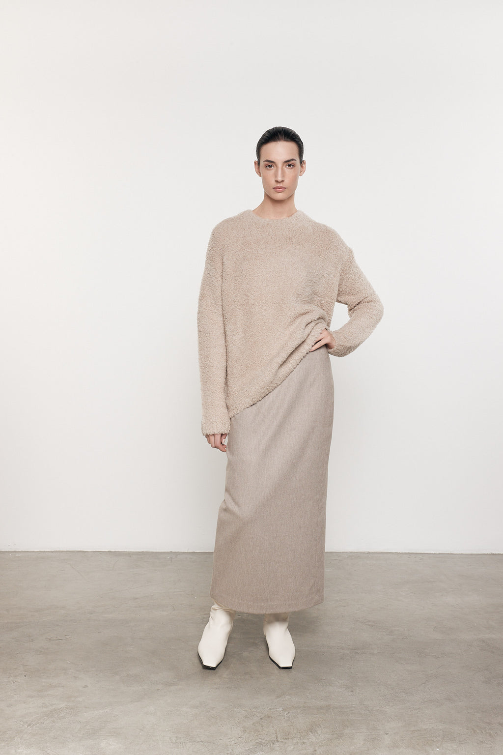 Wool Feather Oversized L/S Crew