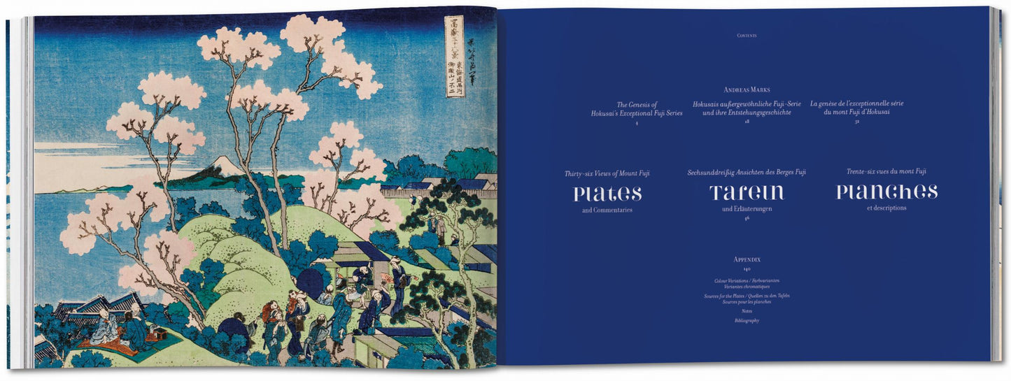 Hokusai. Thirty-six Views of Mount Fuji (German, French, English)