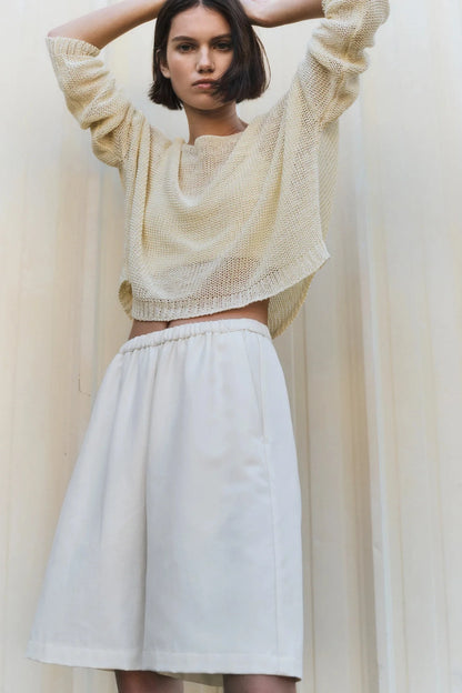 Linen Open Knit Bateau Sweater