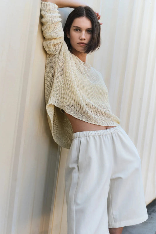 Linen Open Knit Bateau Sweater