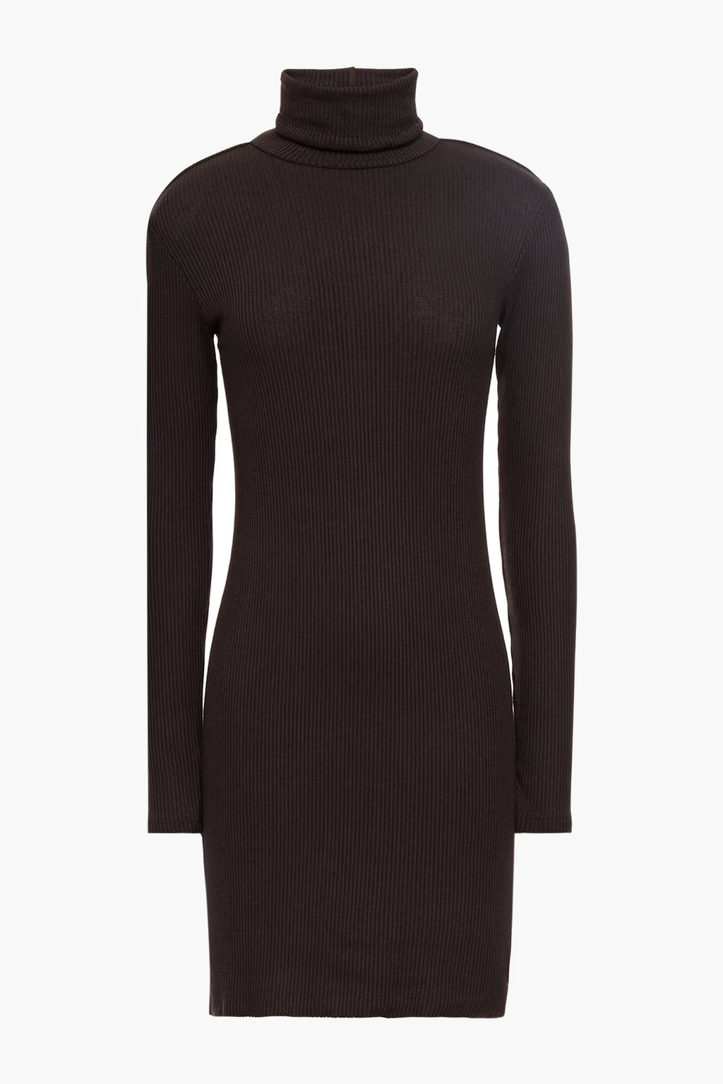 Silk Sweater Rib Turtleneck Mini Dress