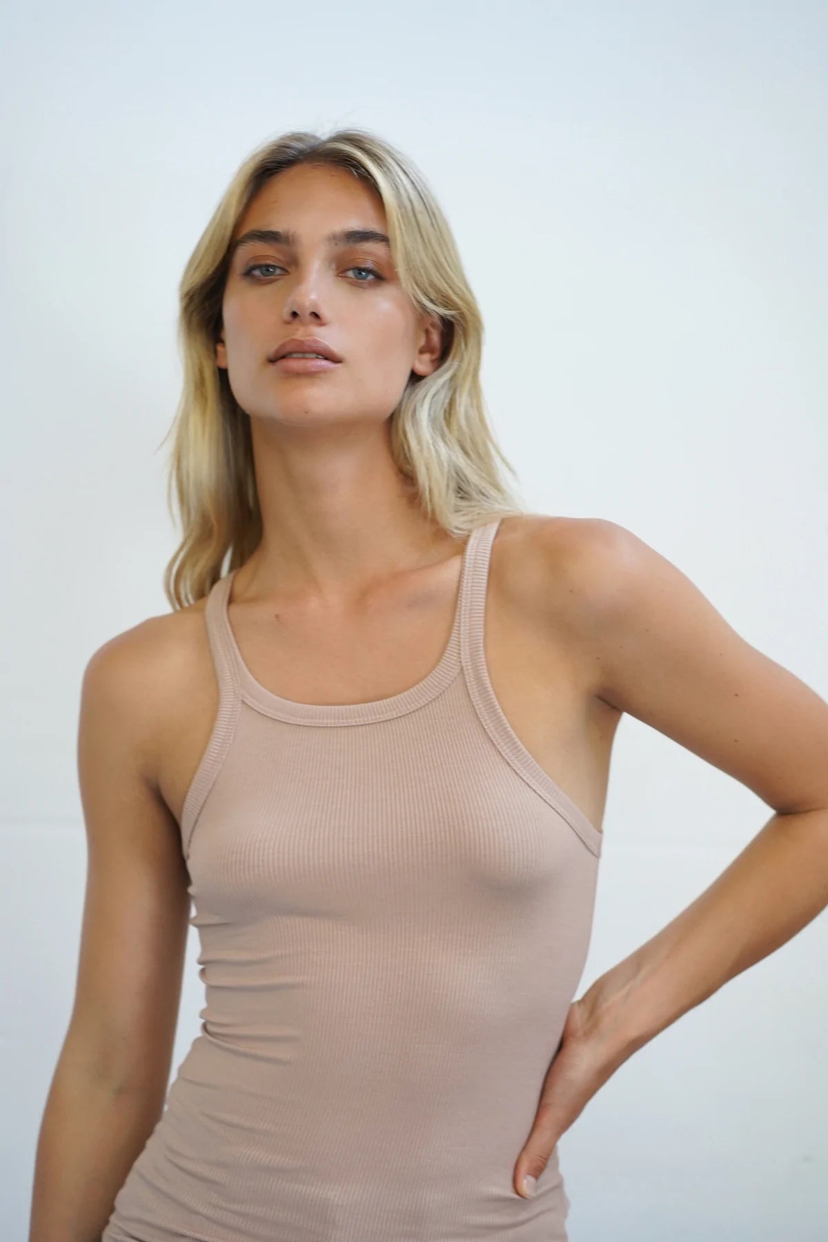 Ribbed Skinny Racer Tank