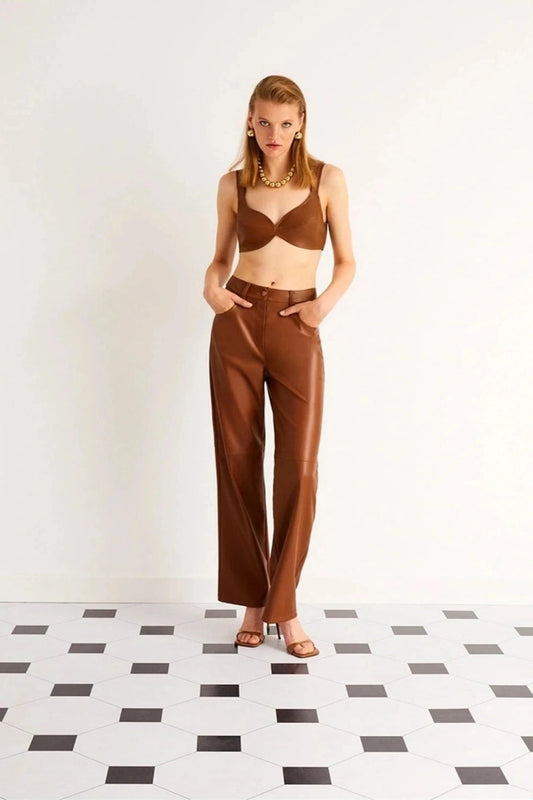 Wide Leg Pleather Pants